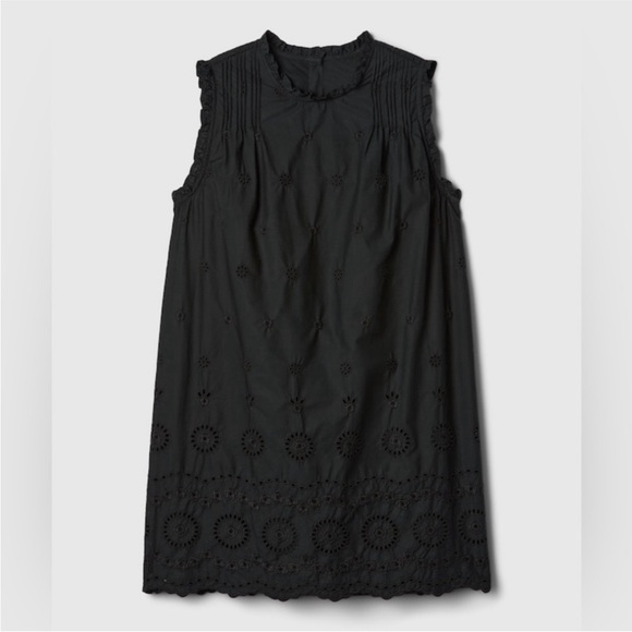 Gap x Doen Dress eyelet ruffle mini dress black sleeveless medium NEW baby doll - Picture 5 of 12